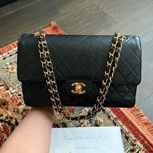 Chanel Classic Vintage Medium Black Caviar Double Flap Bag
